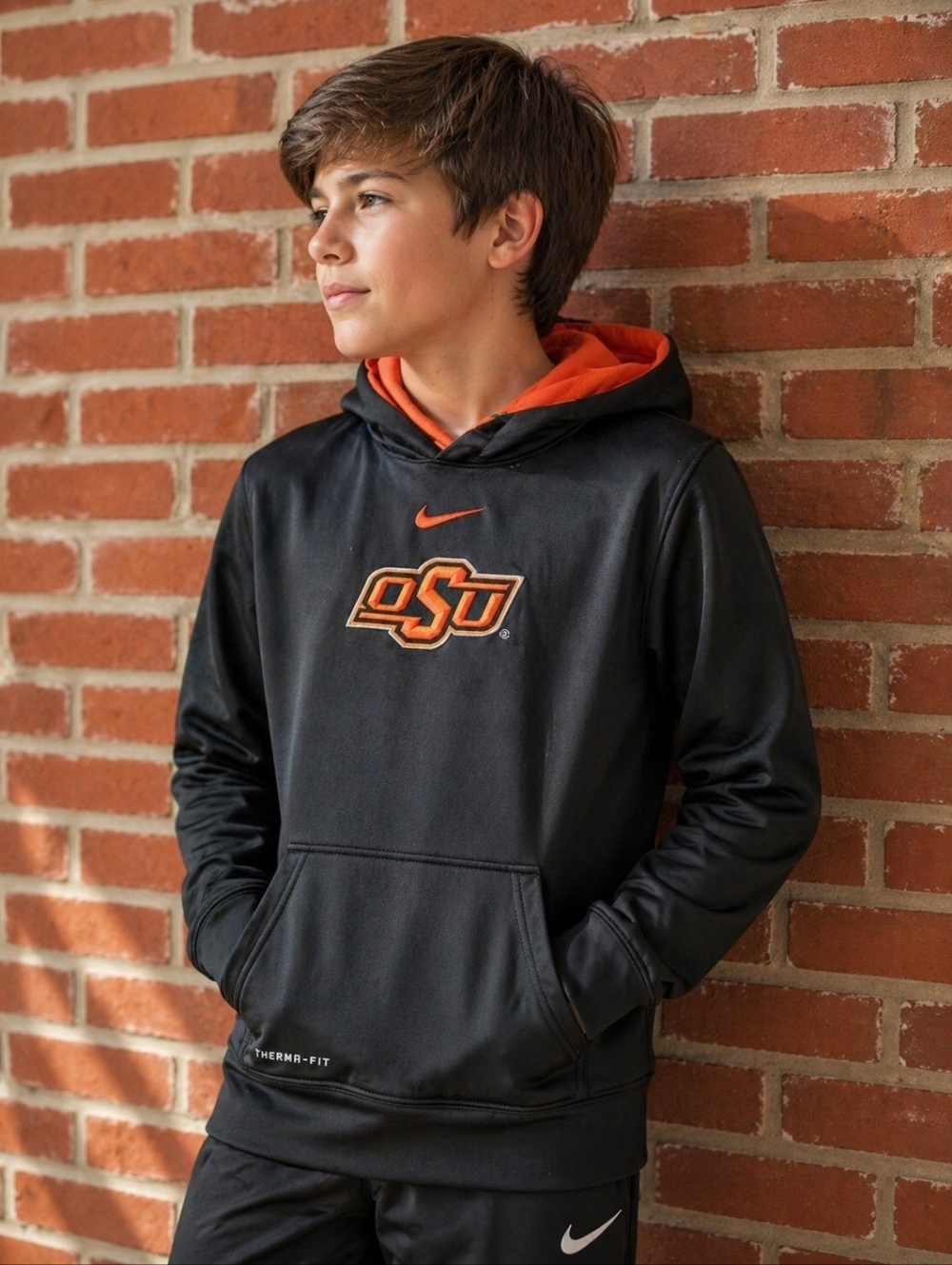 Nike OSU Oklahoma NCAA kids pullover hoody, sz small (7/8) euc